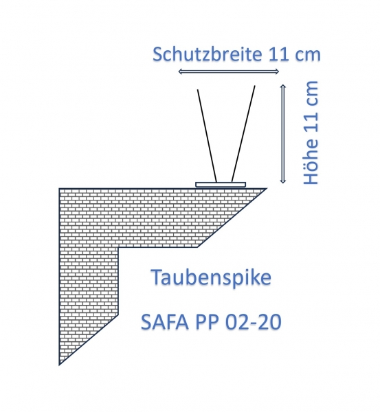 Pigeon spike SAFA PP 02-20, 2-row, 50 cm long, made of stainless steel & polycarbonate